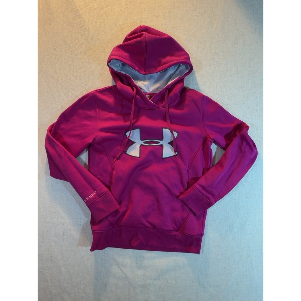 Under Armour Storm Big Logo Pullover Hoodie Magenta Pink Women's Size Medium